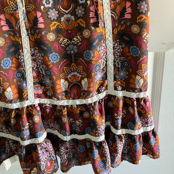 Matilda Jane Dress Women Lace Trim Floral Brown Size Small Boho. - Picture 5 of 11